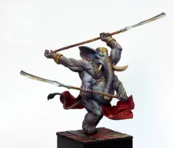 1/22 Escala de Resina Figura do Elefante samurai 80mm