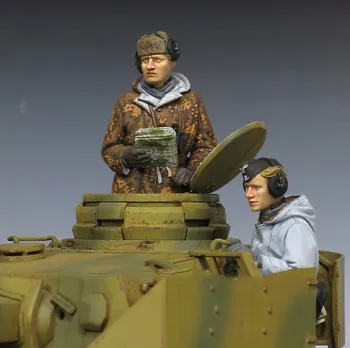 1:35 Escala alemão WSS Armadura 2 Pessoas Miniaturas II Guerra Mundial Pintada Modelo de Resina Kit Figura Frete Grátis