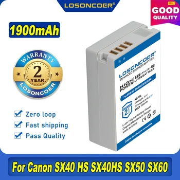 100% Original LOSONCOER 1900mAh NB-10L de Bateria Para Canon SX40 HS SX40HS SX50 PowerShot SX40 HS SX50 HS SX60 HS Baterias