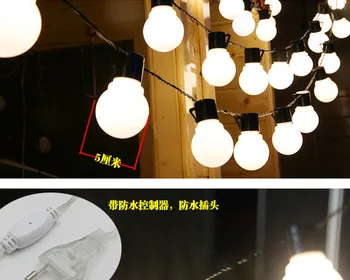 10M de 50mm de diâmetro 38pcs lâmpadas de LED ao ar livre luz da corda;láctea tampa;IP65
