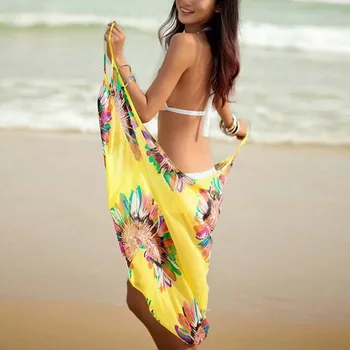 2021 Boêmio Mesh Cover-Ups De Mulheres De Maiô Floral Alça De Banho Das Senhoras Vestido De Praia Sarong Envoltório Sexy De Verão Cobrir
