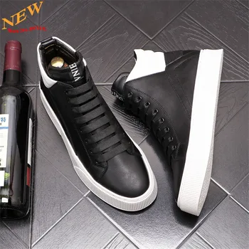 2022 Nova moda Homens Casuais Sapatos de hip hop Tênis placa plana sapatos Aumento da Altura de Sapatos Ankle Boots Zapatillas Hombre