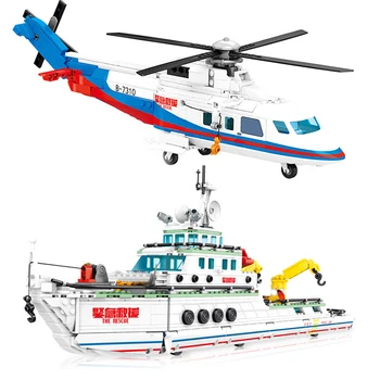 2023 Cidade de Resgate de Helicóptero, Navio, Barco, Avião, Avião da Polícia Swat Construção de Blocos de Tijolos de construção de Brinquedos para as Crianças