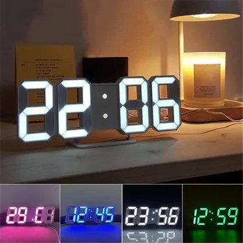 3D LED Relógio Digital de Parede Deco Brilhante Noite de Modo Ajustável Eletrônico Tabela Relógio de Parede Decoração Sala de estar