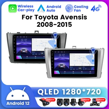 4G LTE Android 12 DSP auto-Rádio Multimédia Player de Vídeo de Navegação GPS Para Toyota Avensis 3 2008 - 2015 QLED Tela de Toque BT5.0