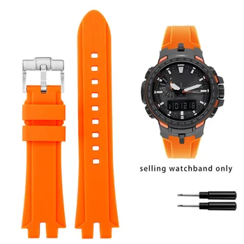 A pulseira de borracha é uma modificação pulseira de silicone para Casio PROTREK série PRW3000/3100YT/6000/6100Y pulseira Bracelete