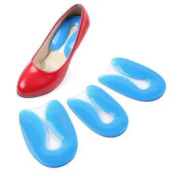 Almofadas de calcanhar em forma de U de Silicone Macio de Absorção de Choque Sapato Adesivos Homens Mulheres Pé Insere Sapatos Acessórios Almohadilla Tacones