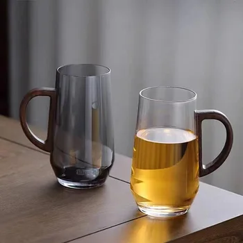 Alta borosilicato vidro resistente ao calor de estilo Japonês de alto valor nogueira alça de xícara de chá de família de alta temperatura resistente a copa