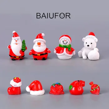 BAIUFOR NOVA Natal Miniaturas de Papai Noel, Bonecos de neve Terrário DIY Acessórios de Fadas Jardim Figuras de Decoração de Casa de bonecas