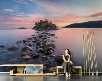 beibehang Personalizado paisagem moderna de pedra do sol paisagens sofá da sala de TV de plano de fundo de papel de parede papel de parede decoração da casa