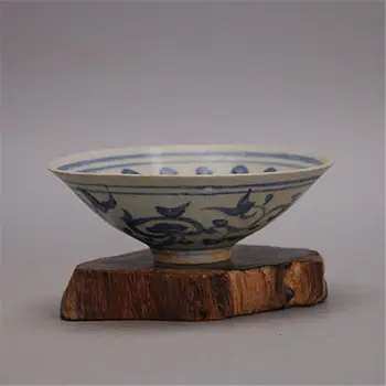 Chinês Ming Azul e a Branca da Porcelana do Guindaste & Flower Design Tigela 6.89 polegadas