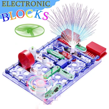 Circuitos para Crianças Eletrônica Descoberta Kit de Circuitos Experiências Inteligente Bloco de Ciências da Educação de Brinquedos de DIY Blocos de Construção