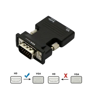 Compatível com HDMI Fêmea VGA Macho Conversor de Áudio de 3,5 mm Cabo Adaptador de FHD 1080P de Saída de Vídeo para PC Portátil Monitor de TV Projetor