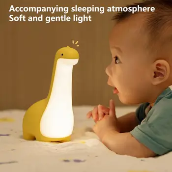 Dinossauro Noite de Luz Presente Criativo DIODO emissor de Luz Quente de Dormir de Luz de Quarto de Crianças de Carregamento USB de Escurecimento Atmosfera Candeeiro de Mesa