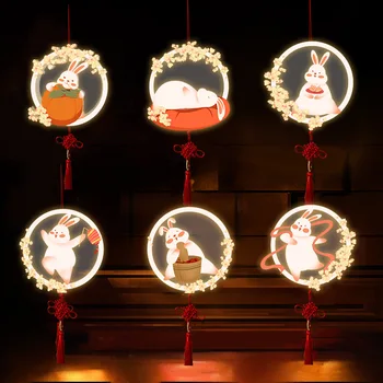 DIY Estilo Retro Portátil Luminosa Coelho Luzes de Lanternas Chinesas Festival de Decorações infantis Lanternas Decoração Home Acessórios