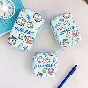 Doraemon de moda Fone de ouvido Cabo de Dados Saco de Armazenamento de Energia do Carregador de Saco Portátil Cartoon menino menina bolsa da Moeda