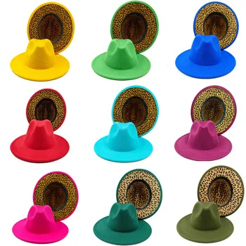 Duplo Onze preço de promoção chapéu fedora interior leopard chapéu panamá chapéu de feltro homens e mulheres de jazz chapéu fedora hat mulheres