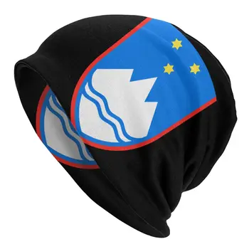 Eslovénia Brasão De Armas E Noites Estreladas Escudo Bonnet Homme Legal Malha Chapéu Para As Mulheres Os Homens De Inverno Quente Bandeira Eslovena Beanies Caps