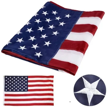 Exterior Bandeira dos EUA NOS 3x5 Pés Impermeável em Nylon, Bordada de Estrelas Costurado Listras Ilhós de Latão Bandeiras Americanas e Banners