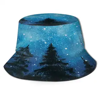 Floresta Noite Céu De Verão Unisex Exterior Protetor Solar Hat Cap Floresta, Natureza, Céu, Galáxia Noite Nightsky Árvores Paz Paisagem