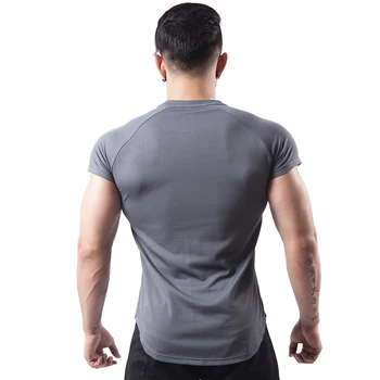Ginásio T-shirt dos Homens de Fitness Musculação Skinny, Camisa Masculina em Execução Esporte Jogging Tee de Formação Tops Crossfit Roupas