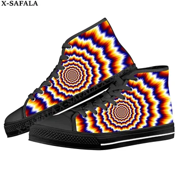 Hippie Psicodélico Colorido Trippy Homens Vulcanizada Tênis Alta Superior Sapatos De Lona De Design Clássico Homens Flats Laço Do Calçado-5