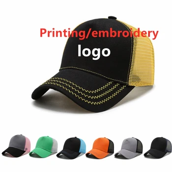 Homens de boné de beisebol de verão logotipo personalizado de publicidade boné bordado chapéu cor de correspondência de quadrinhos chapéu exterior protetor solar malha chapéu