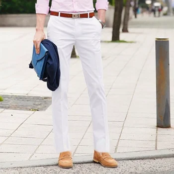 Homens De Terno, Calças De Negócios Casual Calças Slim Pés Sólidos Reta Coreano Clássico Calças De Vestuário De Trabalho, Casamento Formal Masculino A98