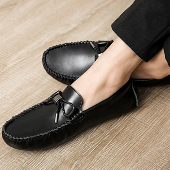 Homens do Arco Sapatos de Couro Primavera Estilo coreano de Alta Qualidade de Cor Sólida Oxfords Deslizamento Casual na Condução Sapatos Zapatos Homens