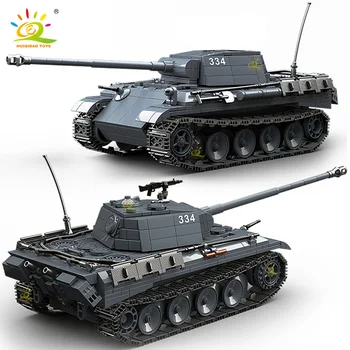 HUIQIBAO Militar 1180PCS Leopard Tanque Médio de Blocos de Construção de Batalha Pesada Armadas Transportador de Veículos de Arma Tijolos de Brinquedos para as Crianças