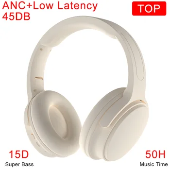 Híbrido de Cancelamento de Ruído Ativo Fones de ouvido Bluetooth Com Hi-Res de Áudio Através de Ouvido sem Fio ANC Fone de ouvido com HD de Mic de 50 horas de Música
