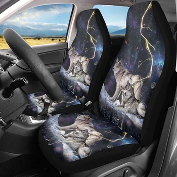 INSTANTARTS Wolfs 3D, Pintura de Carro da Frente Seat Covers Conjunto de 2 Automóveis Proteger a Cobertura Universal Para a Maioria dos Acessórios para Carro Caminhão