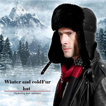 Inverno Imitado vison cabelo, manter-se aquecido Grosso os ouvidos dos homens de couro do PLUTÔNIO de Montanhismo chapéu de inverno de desporto ao ar livre caps