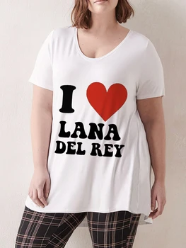 Lana Del Rey Grande Plus Size Tops para as Mulheres Camisetas Oversized Tees Com Impressão Y2K T-shirts e Blusas Ropa De Mujer Vestido 03002