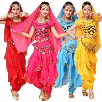 Luxo De Dança Indiana Trajes De Conjuntos De Performances De Palco, Vestido De Orientale Dança Do Ventre Traje Definido Para As Mulheres Dança Oriental Fantasias