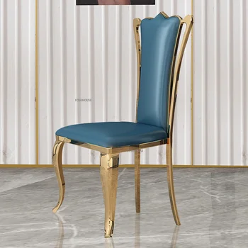 Luz de Luxo Aço Inoxidável de Jantar Cadeiras para Cozinha Móveis de estilo Moderno Restaurante Cadeira Home poltrona Cadeira Nórdicos