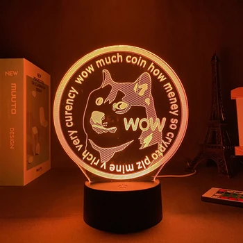 Luzes da noite moeda virtual Dogecoin logotipo DOGE Quarto Decoração boa sorte Sensor de Luz do preço de Mercado aumento de Acrílico Candeeiro de Mesa