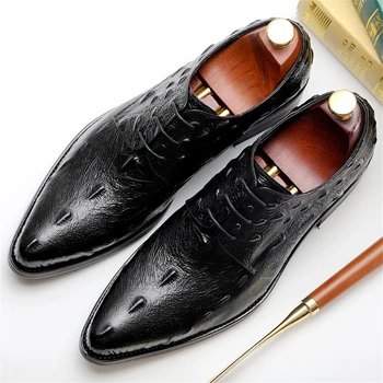 Mens sapatos sociais de couro Genuíno vestido de oxford sapatos para homens de vestir de noiva do escritório de negócios de sapatos lace up masculino homens sapatos 2020