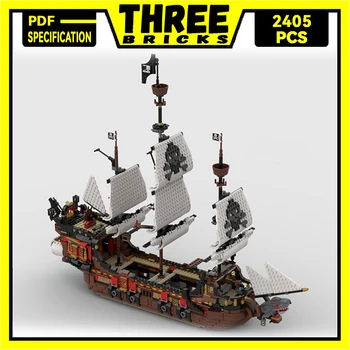 Moc Blocos de Construção de Navio de guerra de Série do Modelo Pirata Battleship Técnico Tijolos DIY Montagem Famosos Brinquedos Para Pequ Presentes de natal