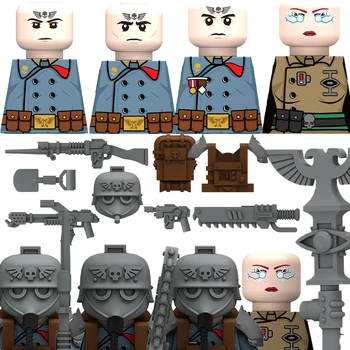 MOC Jogos Militares Soldado Figuras Blocos de Construção do Exército Blindado Pesado Pyro Sargento Psyker de Infantaria, Arma de uso de Capacete Arma Tijolos de Brinquedo