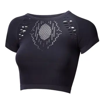 Moda Oco de Fitness Tops Mulheres de Esportes de manga Curta Camisa de Yoga ao ar livre de secagem Rápida e T-shirt de Running Tshirts