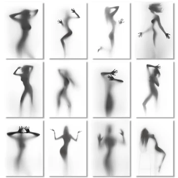 Moderna, a Figura do Preto-Branco de Luz e Sombra Tela de Pintura Abstrata Corpo Sexy Imagens de Arte Casa Cartaz de Parede Escritório de Decoração do Quarto
