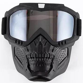 Moto Óculos De Proteção Máscara De Caveira Moto Rosto Com Uma Máscara À Prova De Vento Motocross Óculos De Sol De Corrida De Capacete De Proteção, Óculos De Proteção Para O Rosto