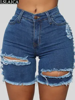 Mulher de Jeans Curto Calças de Gancho Flor Oco Roupas para Mulheres Moda Streetwear Jorts Novas Chegadas de Cintura Alta, Shorts de Verão