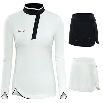 Mulheres Skort Saia De Golfe De Conjuntos De Primavera Outono Sportswear Camisas Manga Longa Senhoras Slim Badminton Golfe E Esportes Aparelhos