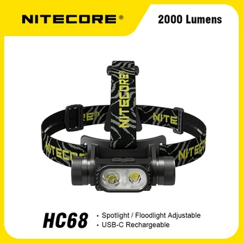 NITECORE HC68 2000 Lúmens Eletrônico com Foco Pan Dupla Fonte de Luz Farol, incluindo NL1835HP bateria