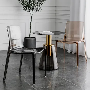 Nordic Transparente Cadeiras de Jantar para a Cozinha, de Plástico, Encosto Exterior Cadeira de sala de Jantar de Cristal de Lazer, Casa, móveis Modernos
