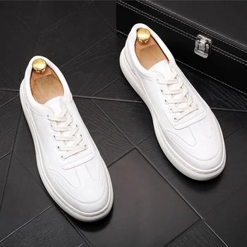 novo design mens moda flats plataforma sapatos de couro genuíno sapato amarelo tênis branco bonito calçado zapatos chaussure masculino