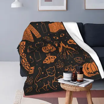Outono de Noites de Halloween, Mantas de Flanela Decoração de Abóbora Multi-função Ultra-Macio Jogar um Cobertor para Cama de Colcha do Quarto