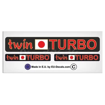 Para Definir Twin Turbo japão bandeira Vermelha/letras de Ouro Laminado Adesivo Decalque JDM